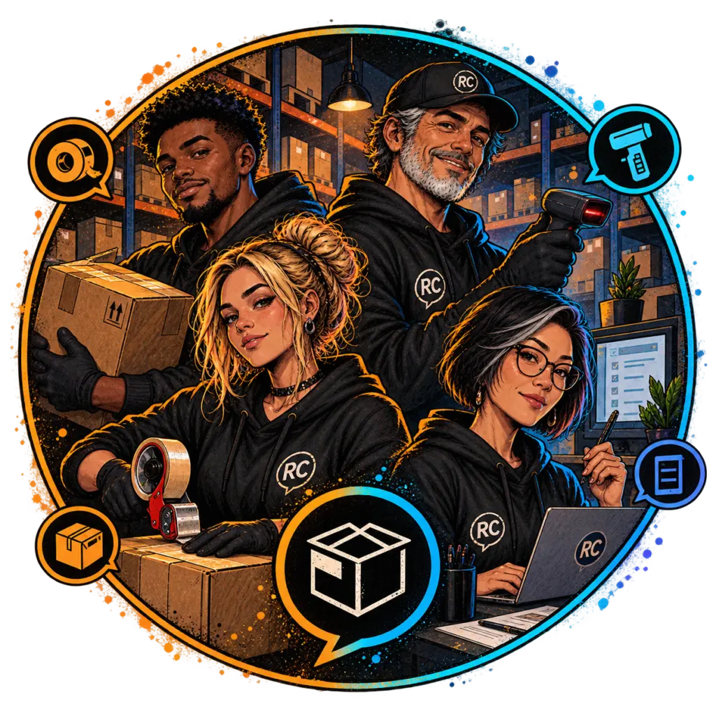 Realchems packing room and warehouse team handling orders